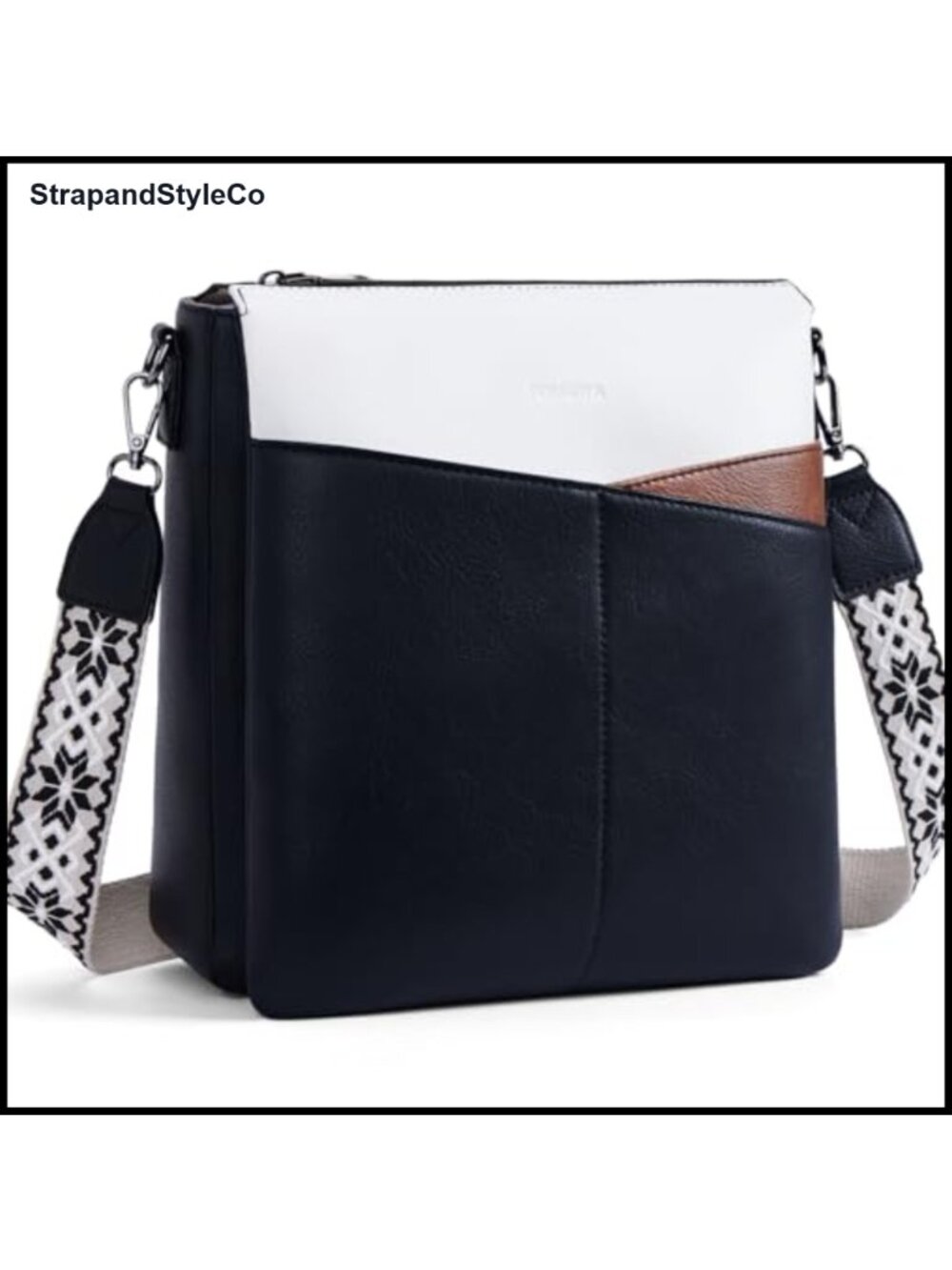 PU Leather Crossbody Bag Dual Compartment Anti-Theft Travel Purse